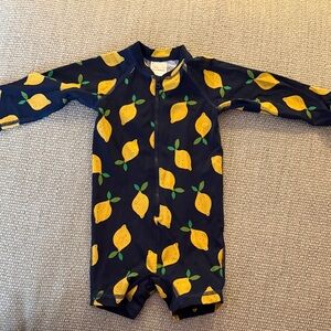 Hanna Andersson Navy Lemon Print Kids Bathing suit